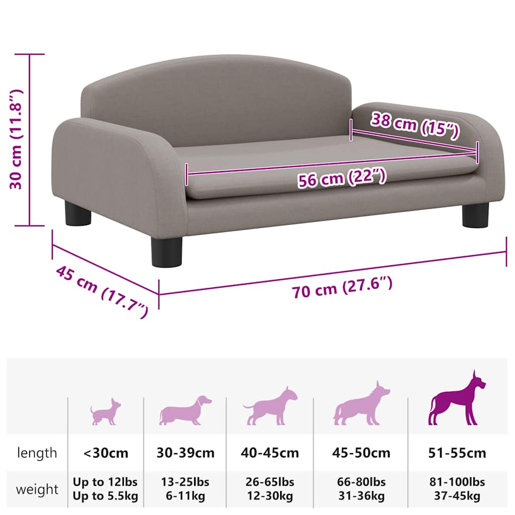 Hundebett Dunkelgrau 70x45x30 cm Stoff