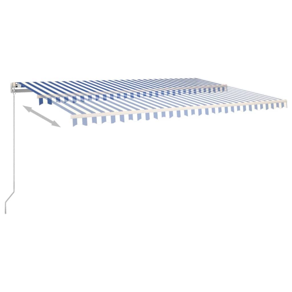 Markise Manuell Einziehbar mit LED 300x250 cm Blau und Weiß