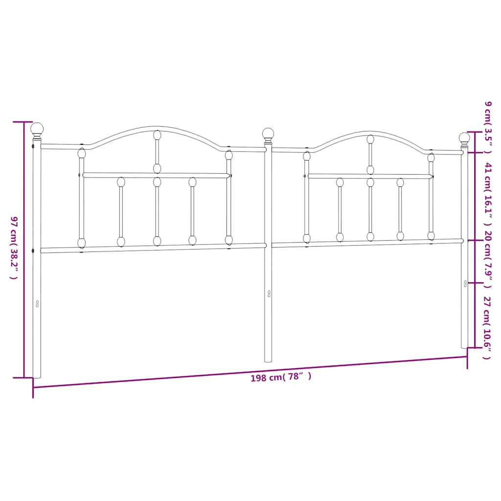 Ersatz-Kopfteil Metall Schwarz 90 cm