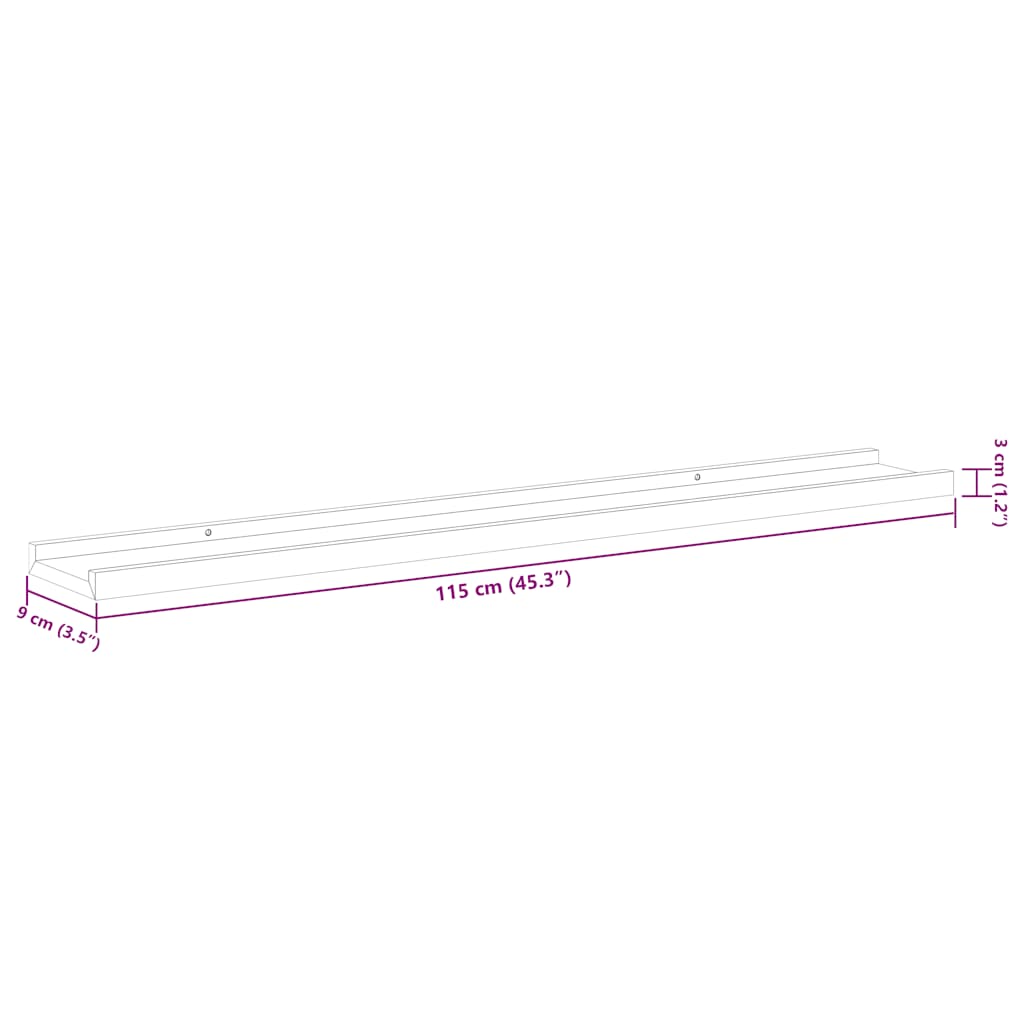 Wandregale 2 Stk. Hochglanz-Weiß 40x9x3 cm