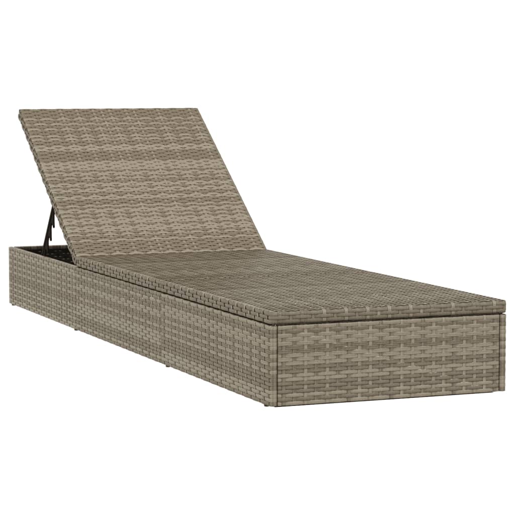 Sonnenliege 1 Stk. mit Tisch Schwarz Poly Rattan