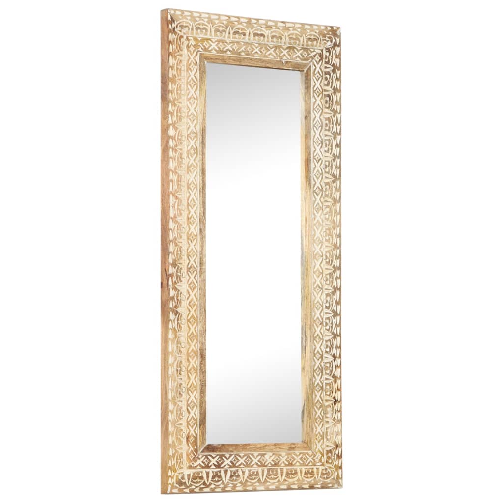 Spiegel Handgeschnitzt 50x50x2,6 cm Massivholz Mango