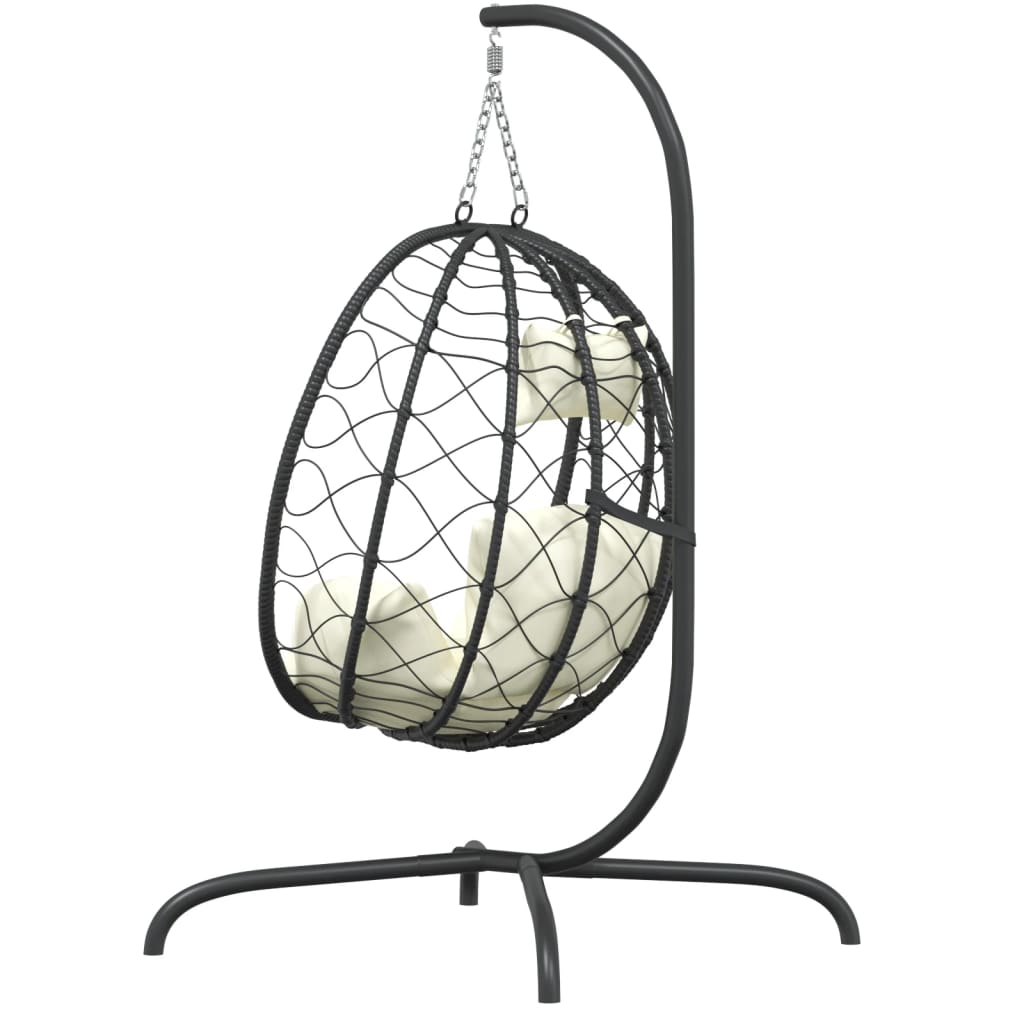 Hängesessel mit Kissen Taupe Poly Rattan & Stahl