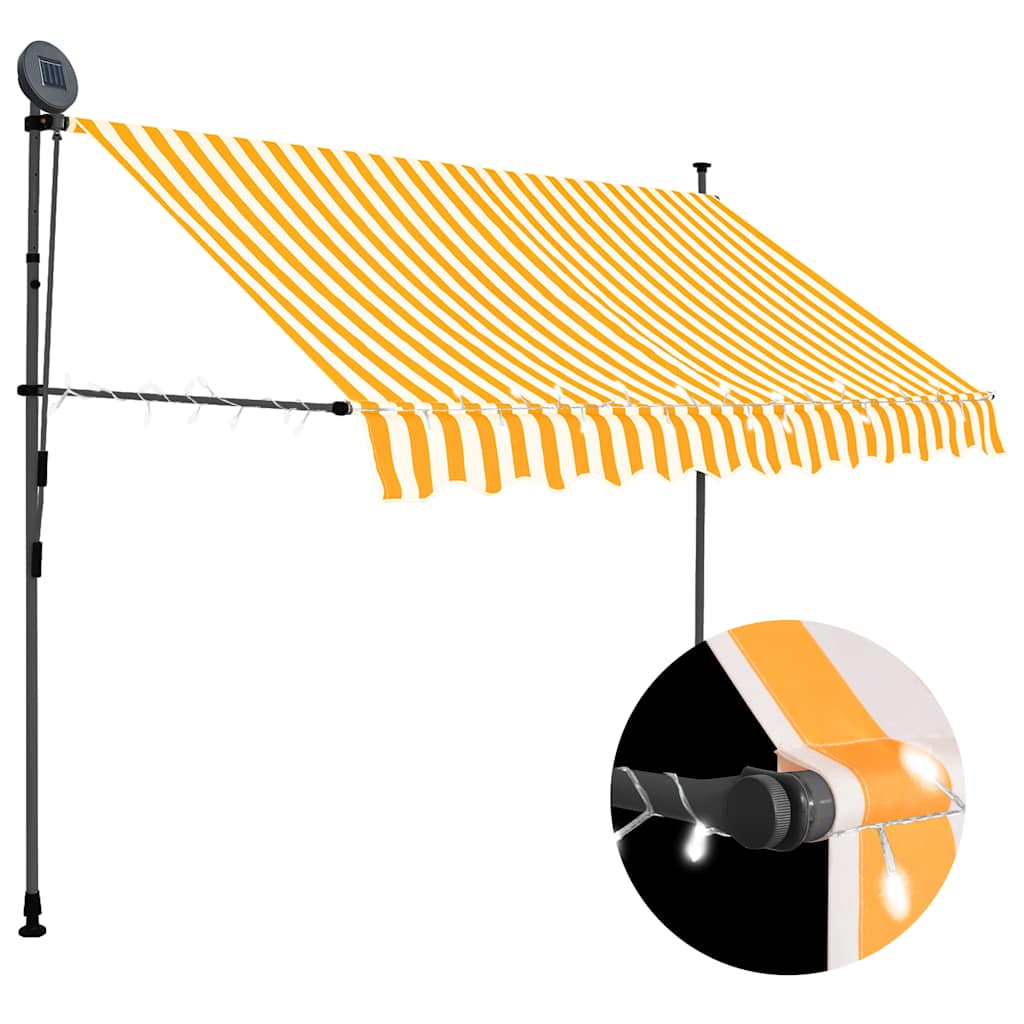 Einziehbare Markise Handbetrieben mit LED 100 cm Blau und Weiß