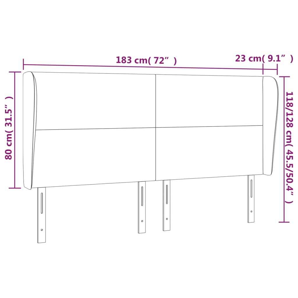 Kopfteil mit Ohren Creme 83x23x78/88 cm Kunstleder