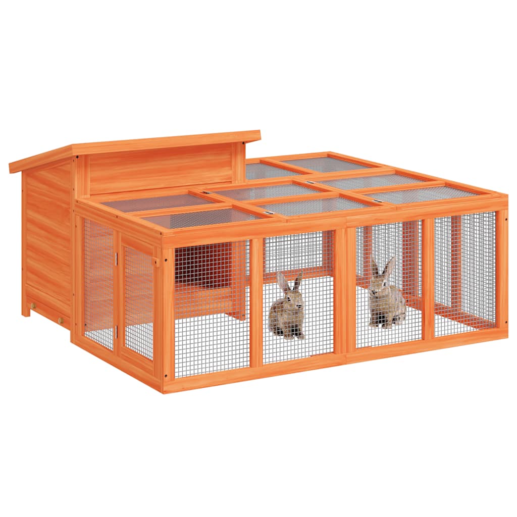 Kaninchenstall Mokka 144x123x67,5 cm Massivholz Kiefer