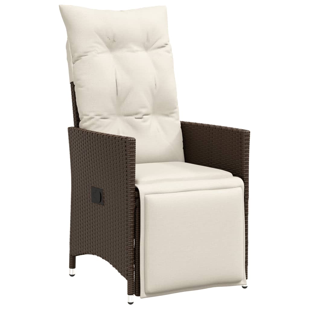Gartensessel Verstellbar mit Kissen Schwarz Poly Rattan