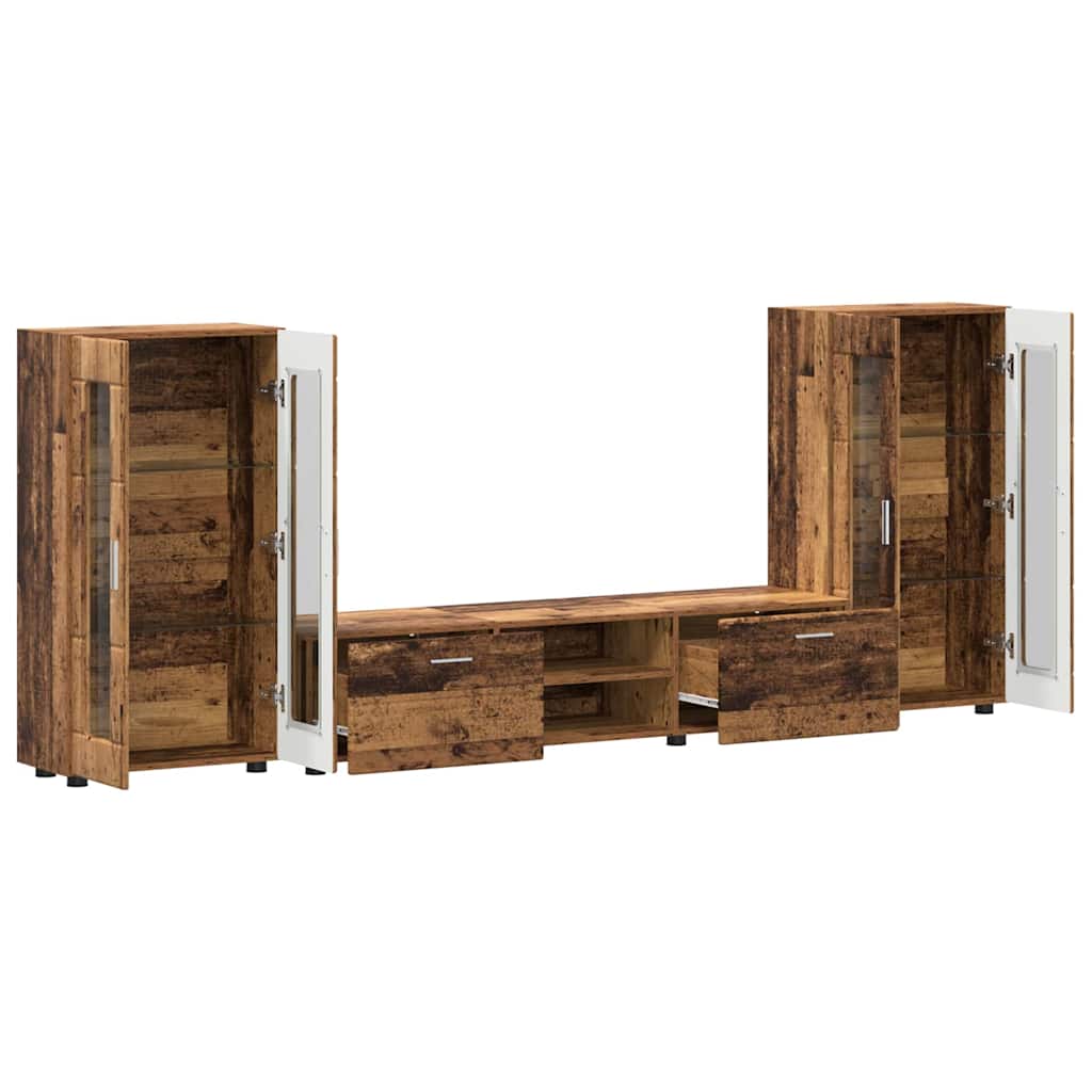 Highboard mit Regal FLORIN Weiß 60 x 35 x 182 cm Holzwerkstoff