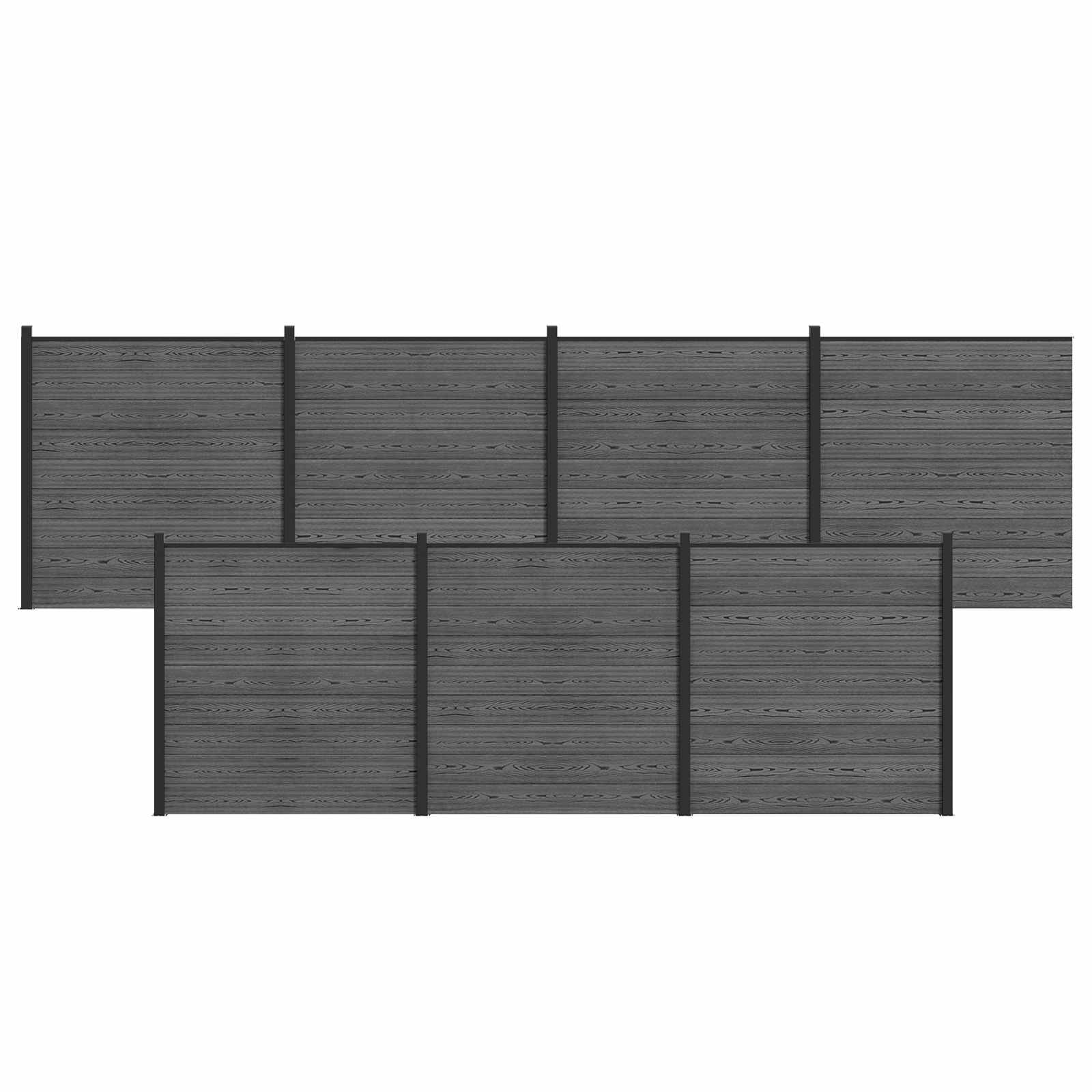 Zaunelement WPC 180x186 cm Schwarz