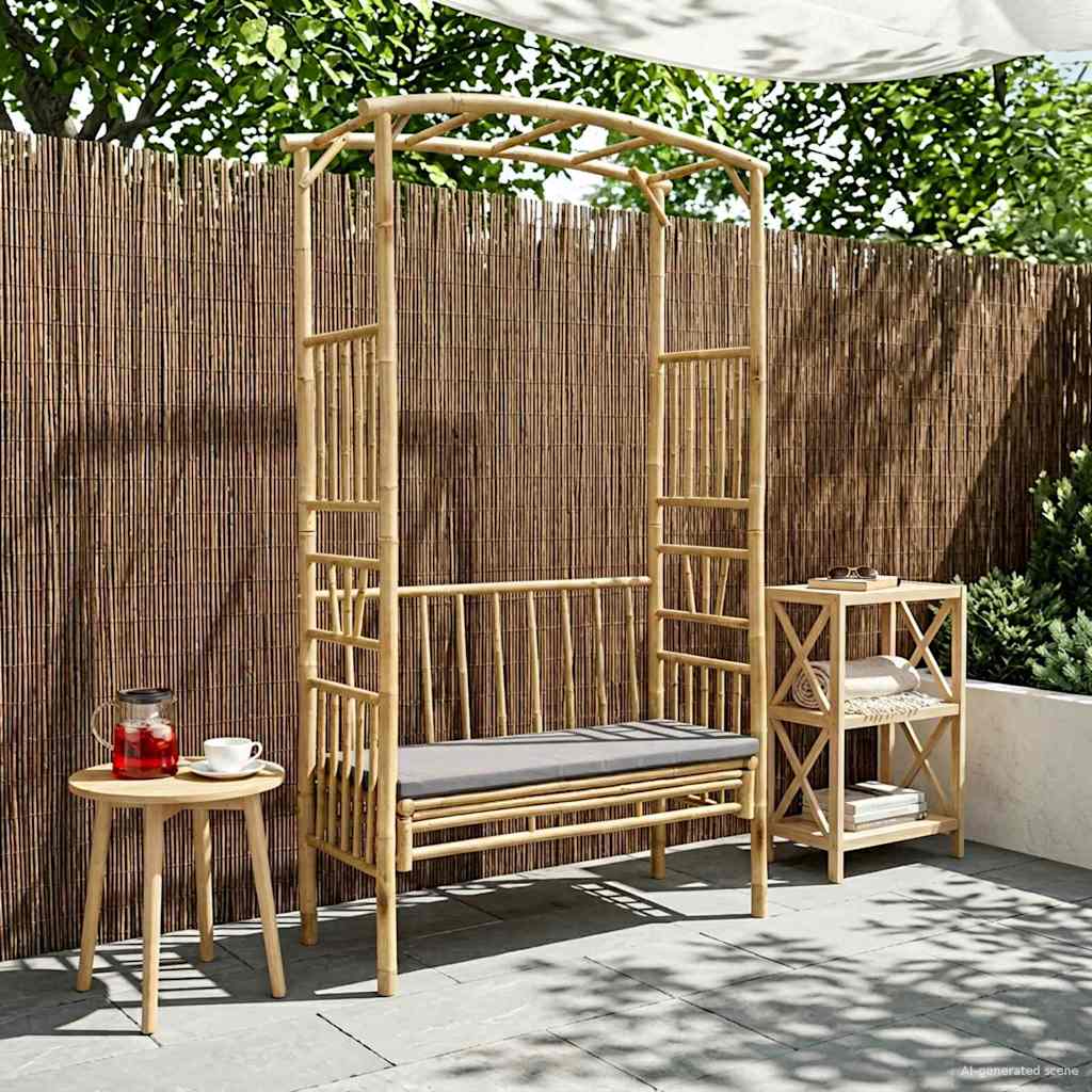 Gartenbogen mit Bank Natur 115 x 50 x 205 cm Bambus