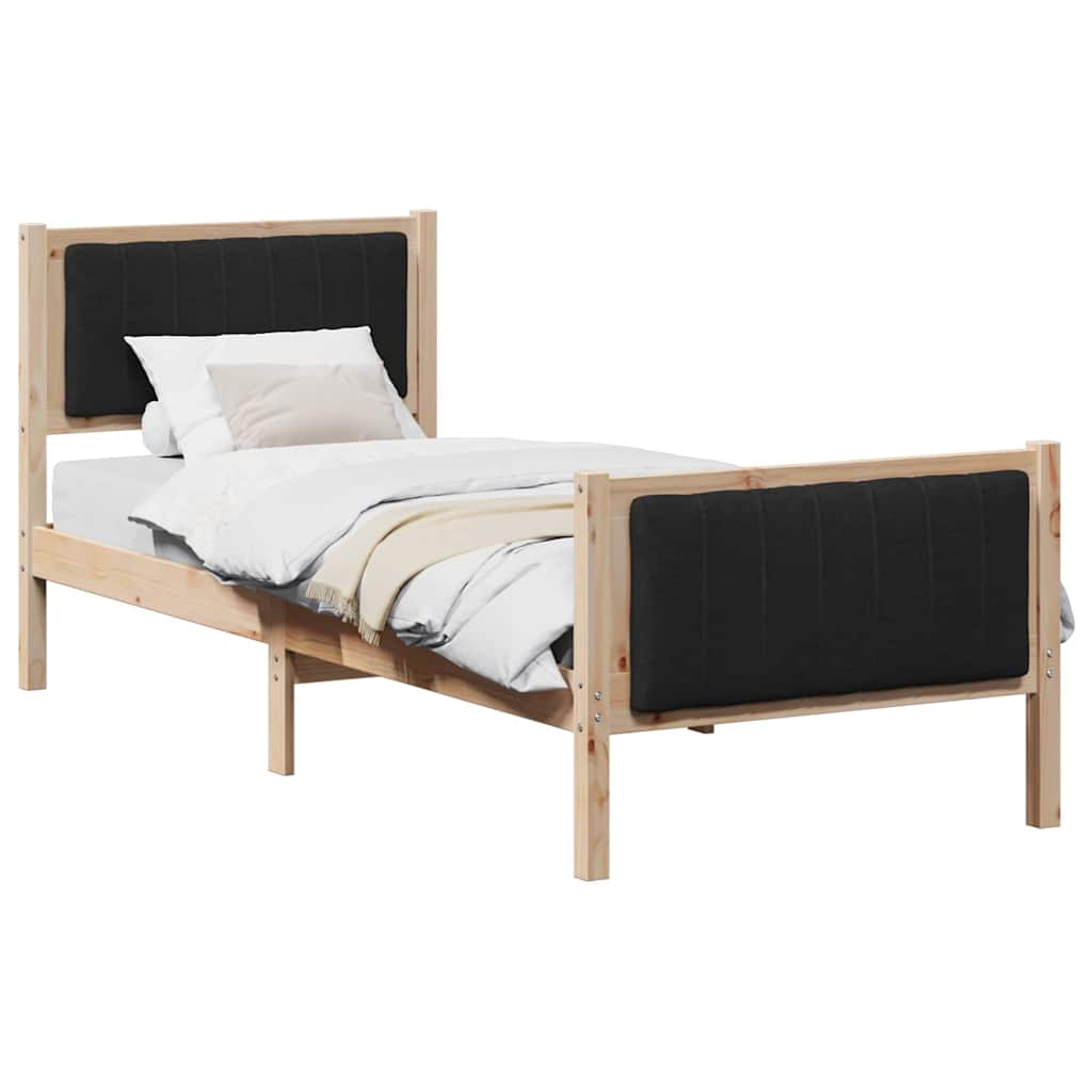 Bettgestell Braun und hellgrau 200 x 200 cm Massivholz Kiefer