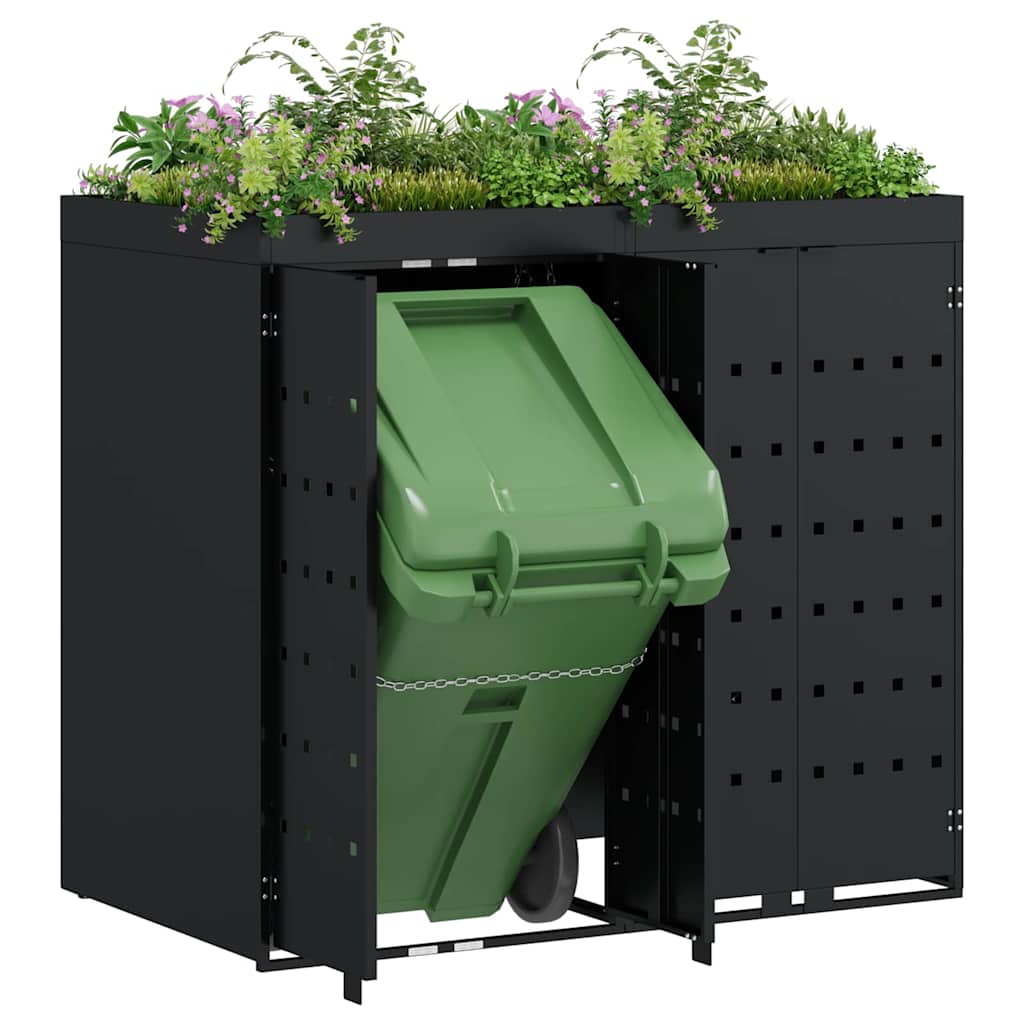 Mülltonnenbox für 2 Tonnen Schwarz 138x79x117 cm Stahl