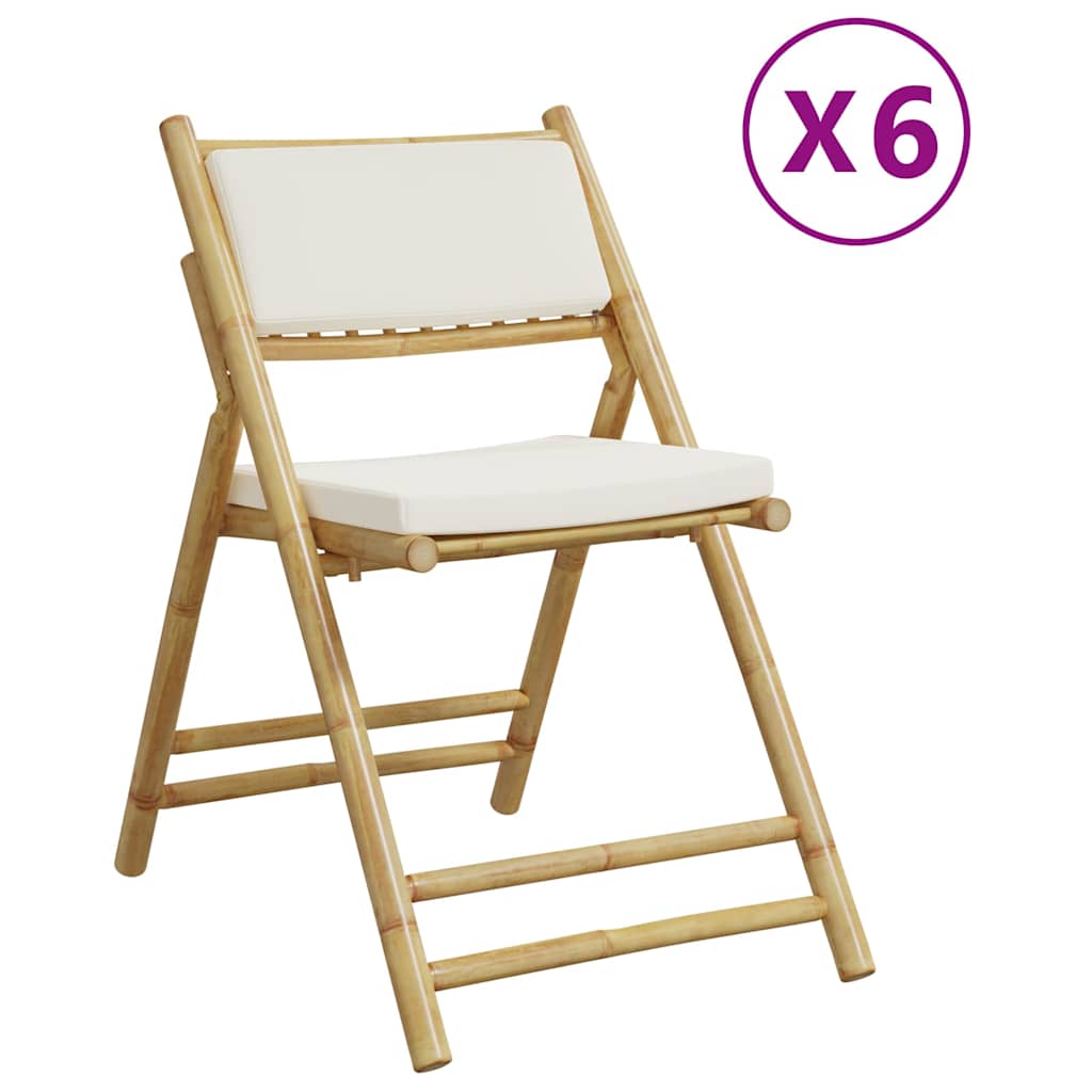 Bistrostühle 2 Stk. Klappbar mit Kissen Bambus