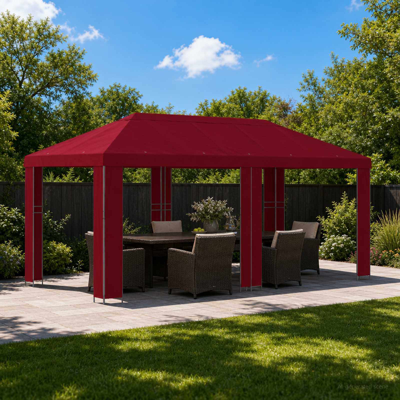 Garten Pavillon 6 x 3 m Beige Polyester und Stahl 190