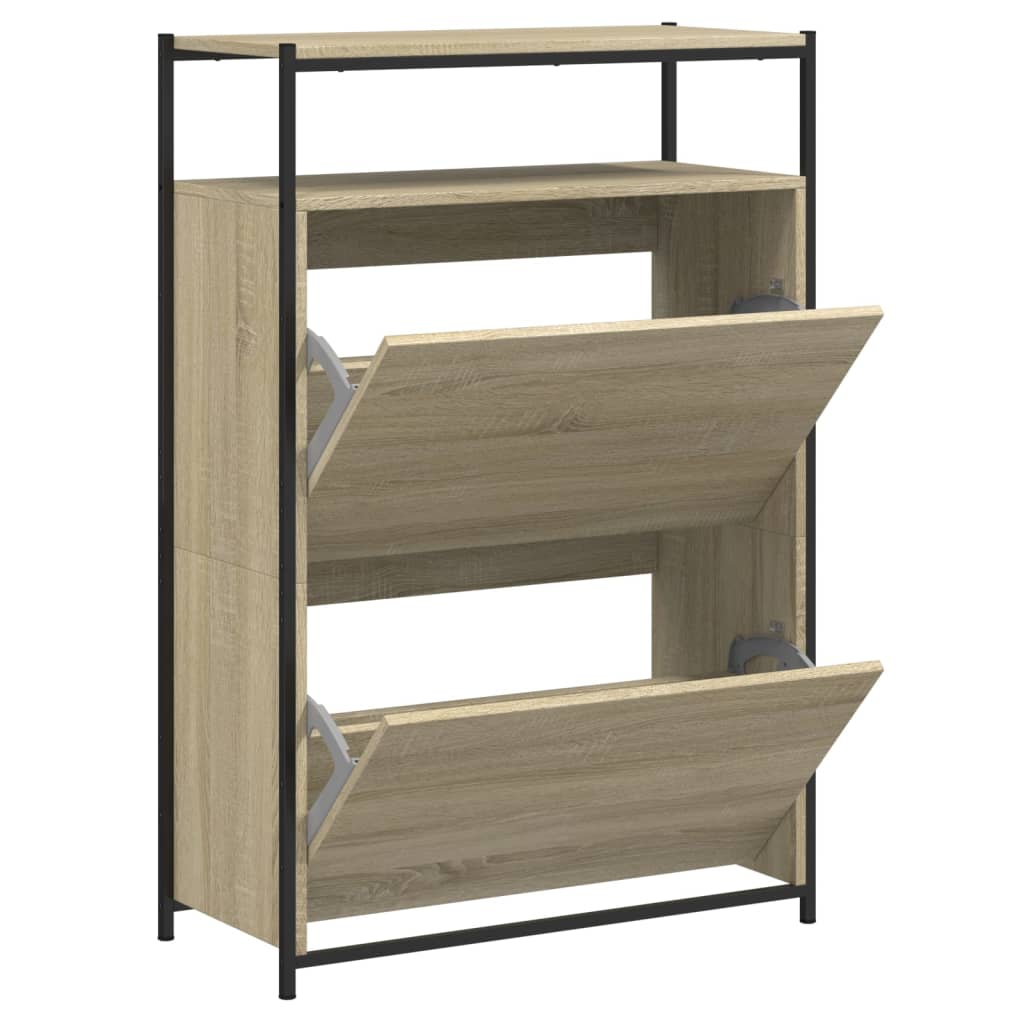 Schuhschrank mit 4 Klappen Sonoma-Eiche 100x34x112 cm
