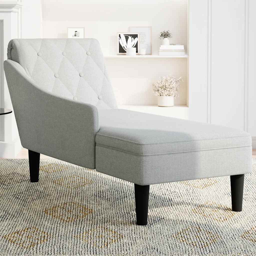 Chaiselongue mit Kissen und Rechter Armlehne Schwarz Stoff