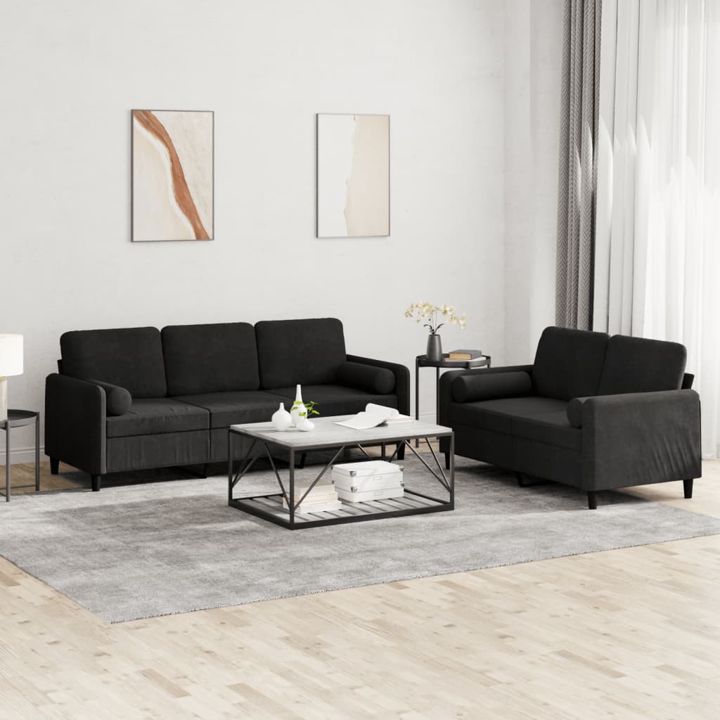 3-tlg. Sofagarnitur Dunkelgrün Samt
