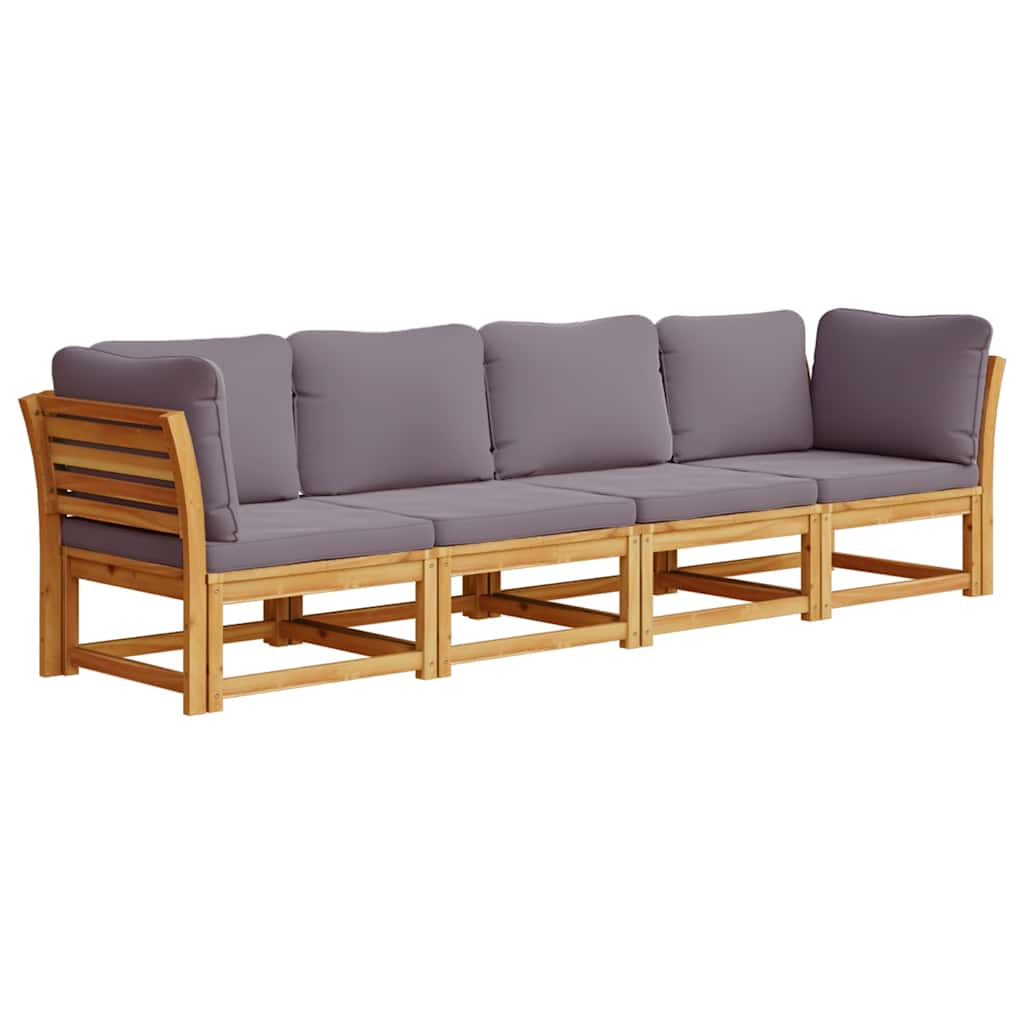 4-tlg. Garten-Lounge-Set mit Kissen Massivholz Akazie