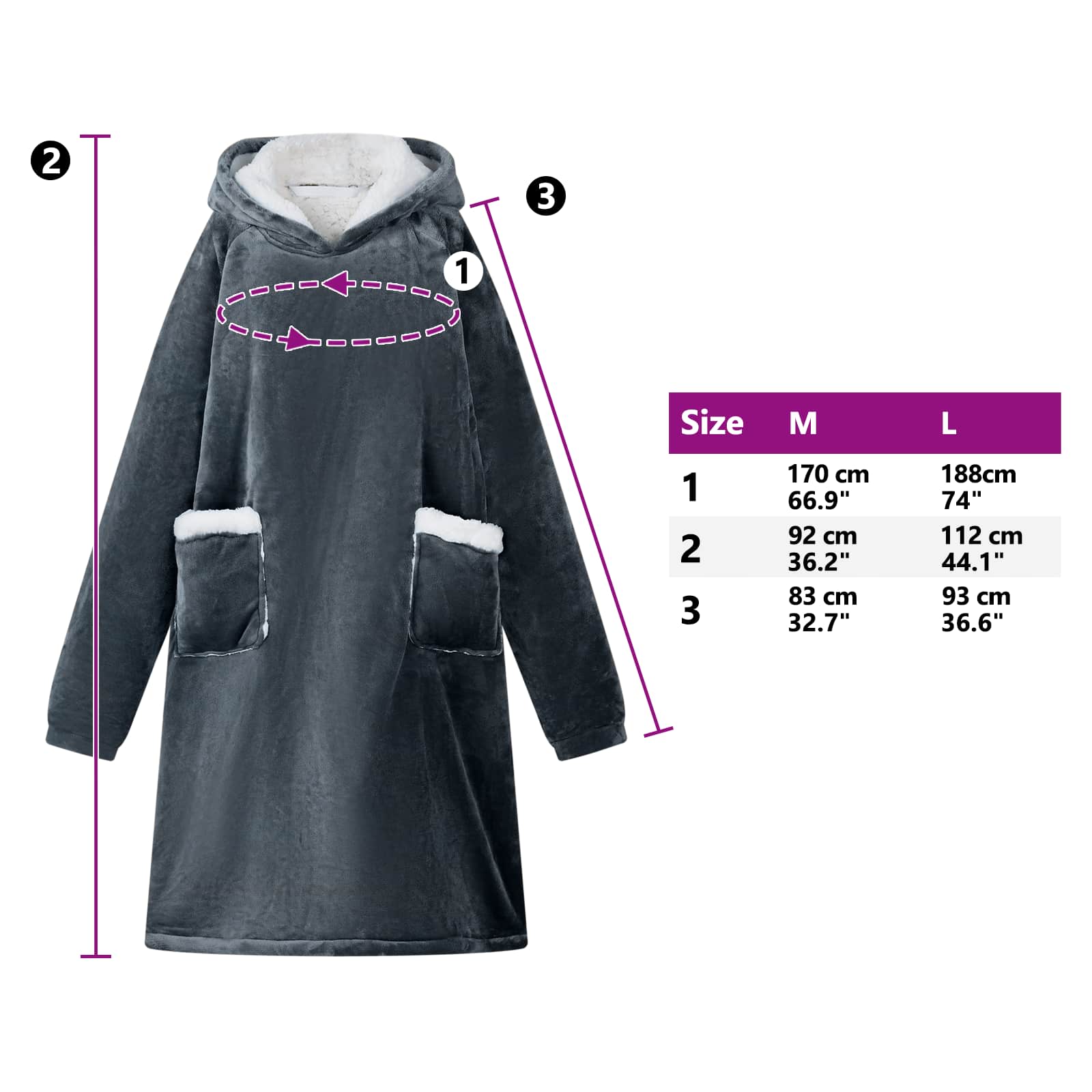 Decken-Hoodie Beige M Fleece und Flanell