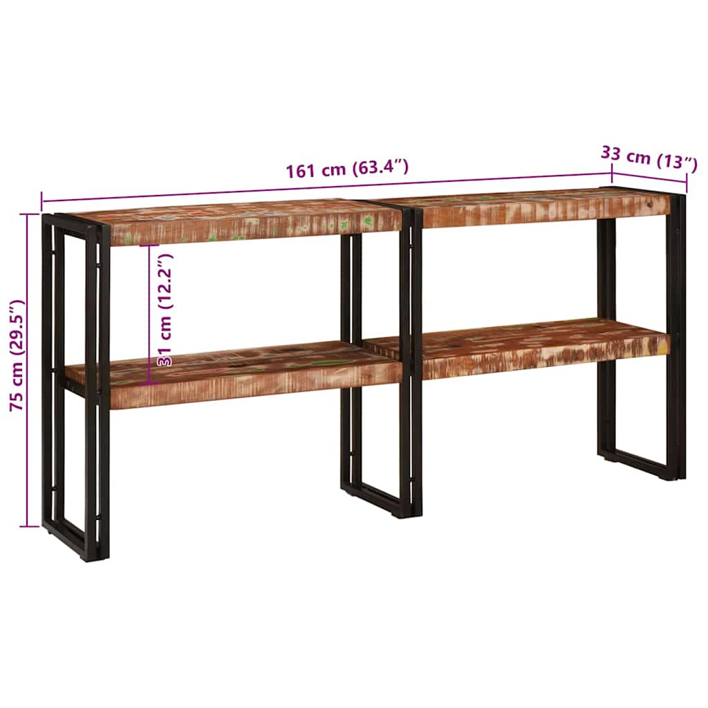 Konsolentisch mit Regal Braun 160 x 33 x 75 cm Massivholz Mango