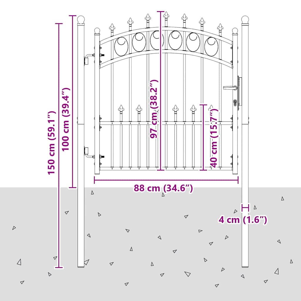 Zauntor EMMEN mit Spikes Stahl 104 x 97 cm Grün