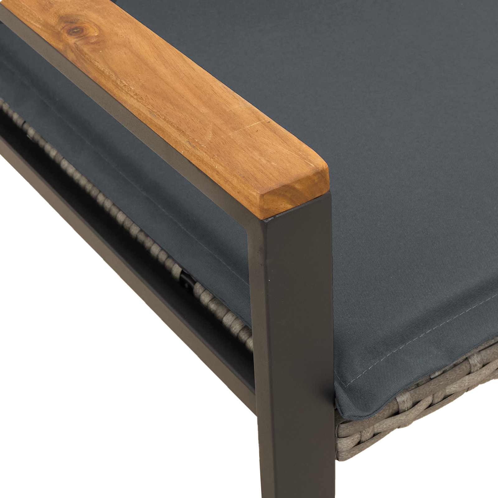 Bank mit Kissen Schwarz und Cremeweiß 115 x 65 x 72 cm Rattan
