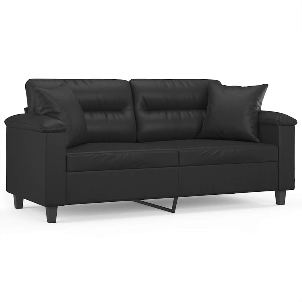 2-Sitzer-Sofa mit Zierkissen Weinrot 120 cm Kunstleder