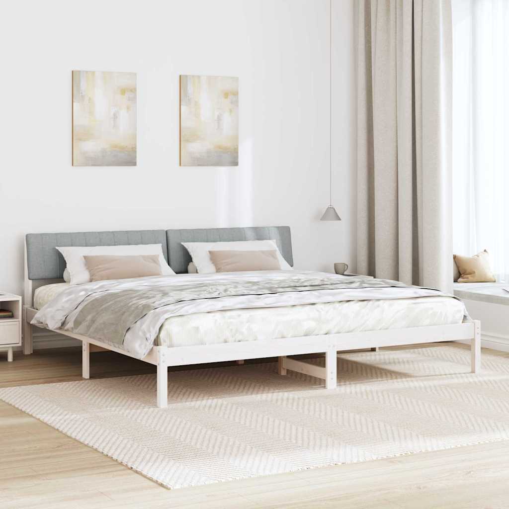 Bettgestell Braun und hellgrau 200 x 200 cm Massivholz Kiefer