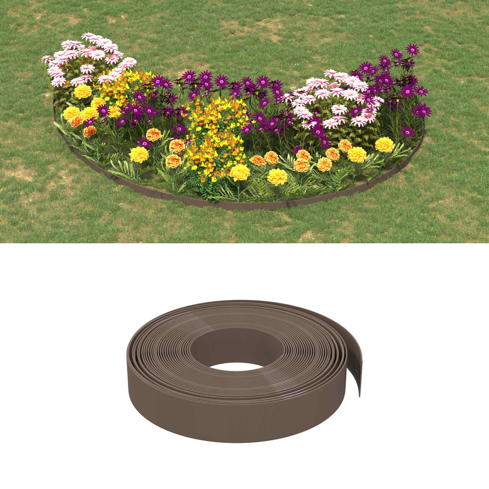 Gartenumrandung 25 m 10 cm PE Grau