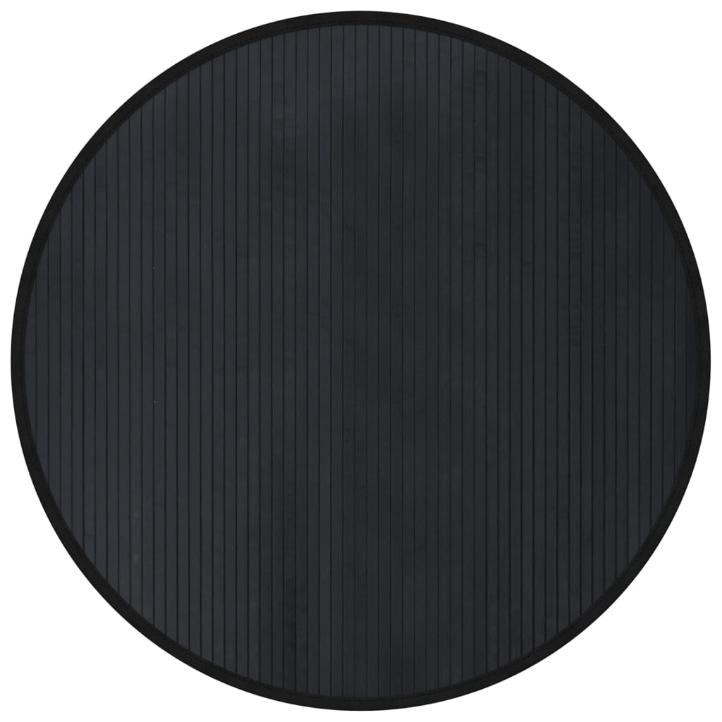 Teppich Rund Schwarz 60 cm Bambus