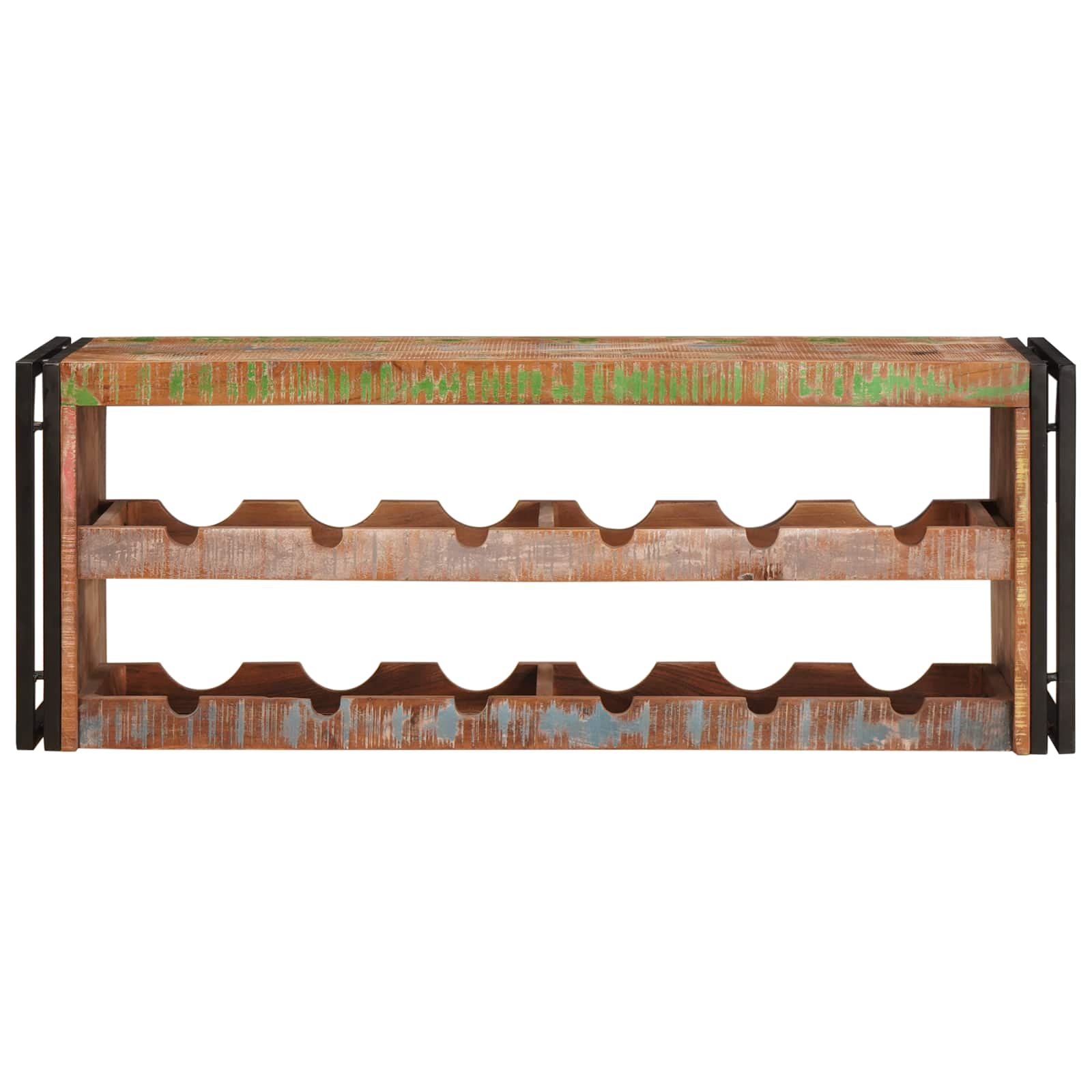Weinregal Braun 60 x 45 x 33 cm Massives grobes Mangoholz