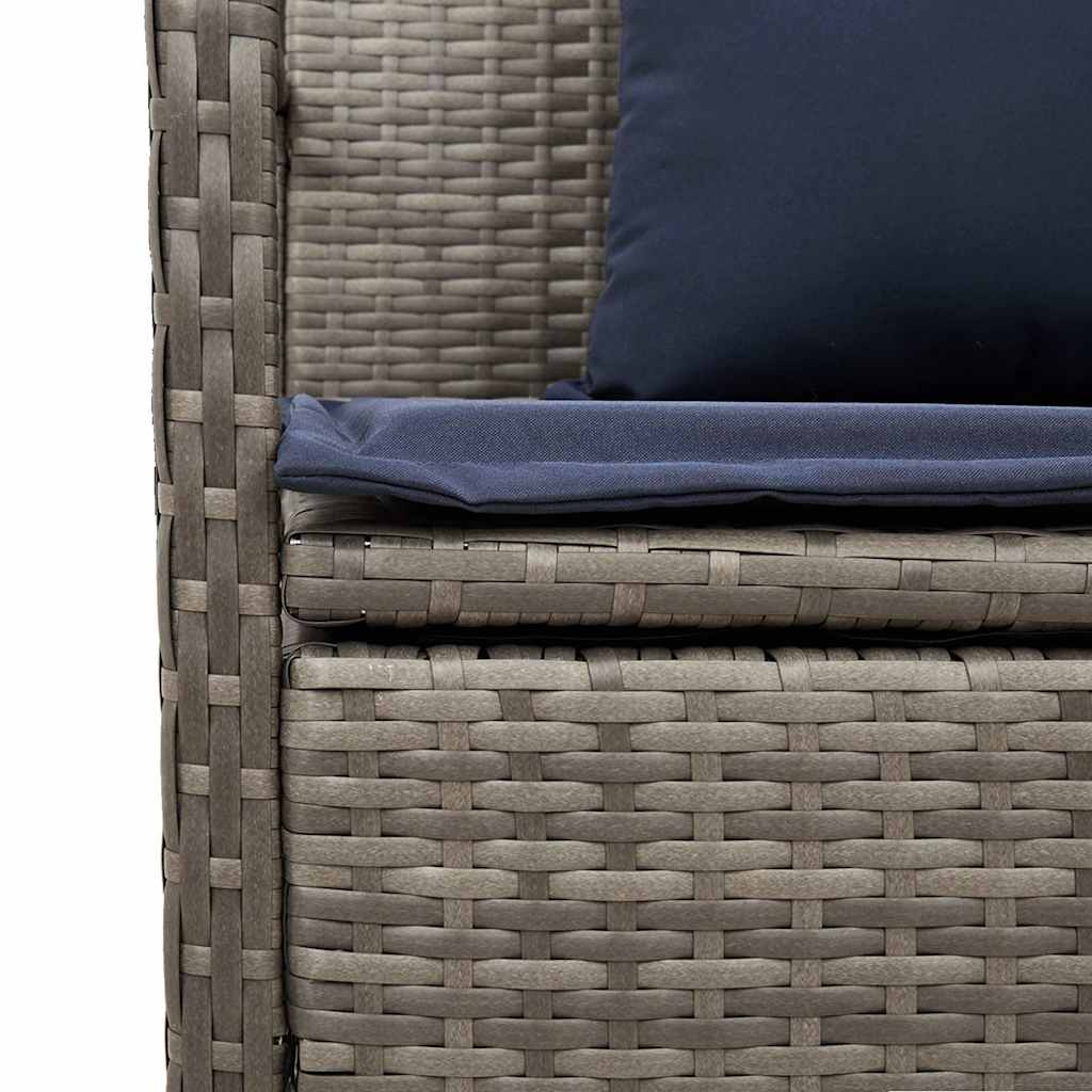 Gartenbank mit Stauraum und Kissen Schwarz Poly Rattan