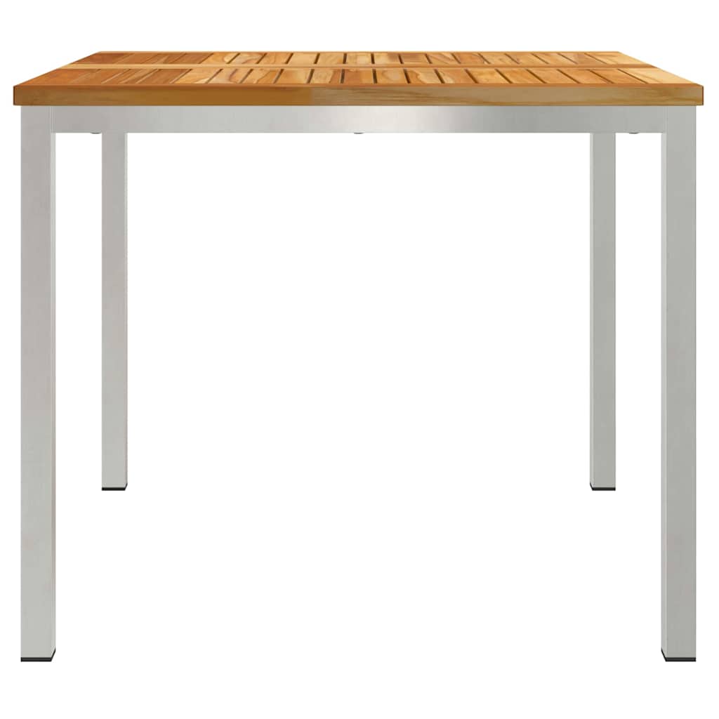 Esstisch 90x90x75 cm Massives Akazienholz und Edelstahl