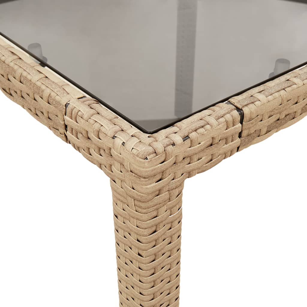 Gartentisch 150x90x75 cm Hartglas und Poly Rattan Schwarz