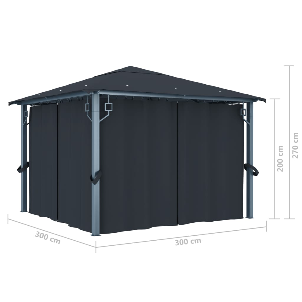 Pavillon mit Vorhang 300x300 cm Taupe Aluminium