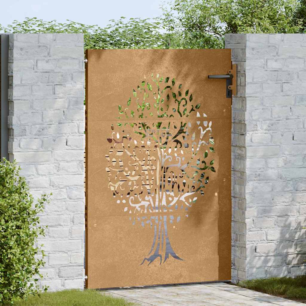 Gartentor 85x75 cm Cortenstahl Baum-Design