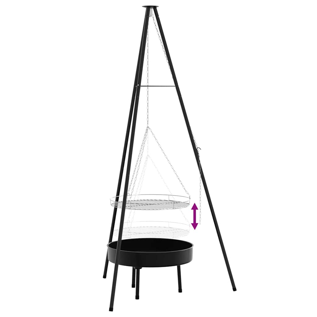 Lagerfeuer Stativ Schwarz 92 x 92 x 151,5 cm Stahl