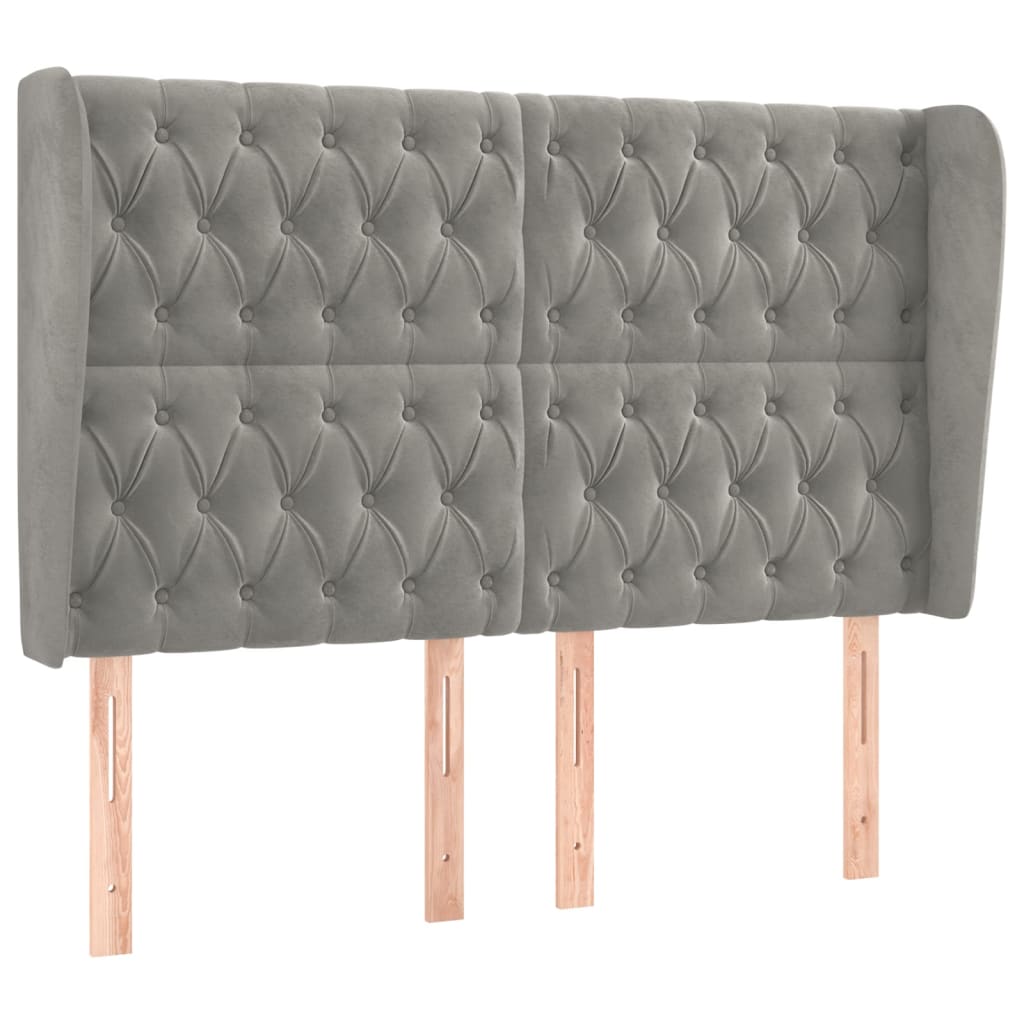 Kopfteil mit Ohren Dunkelblau 93x23x78/88 cm Samt