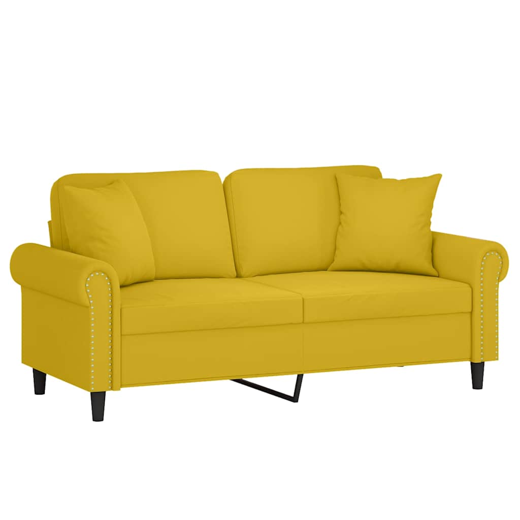 2-Sitzer-Sofa mit Zierkissen Dunkelgrün 120 cm Samt