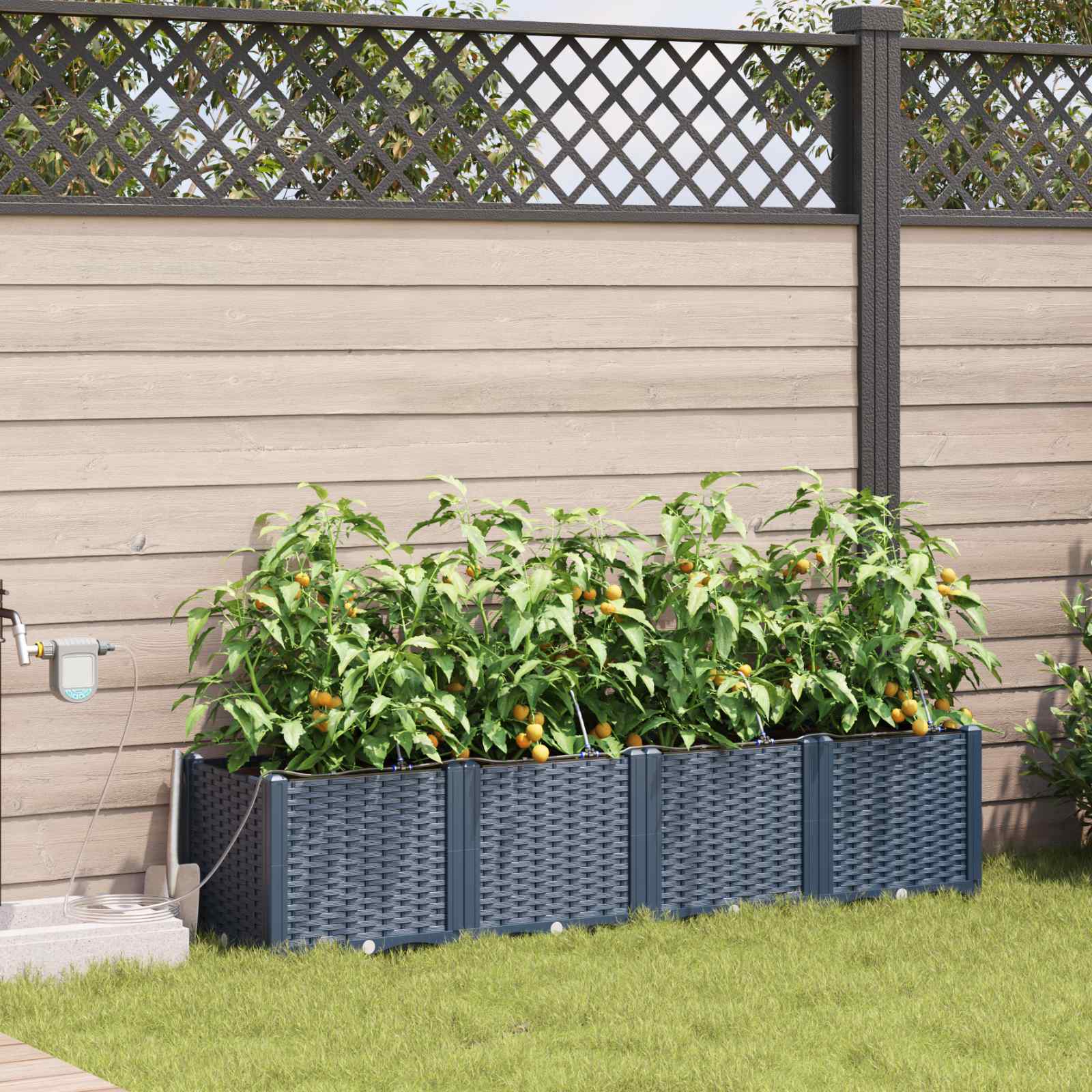 Garten-Pflanzgefäß 4 Stk. Braun 160 x 40 x 22 cm PP
