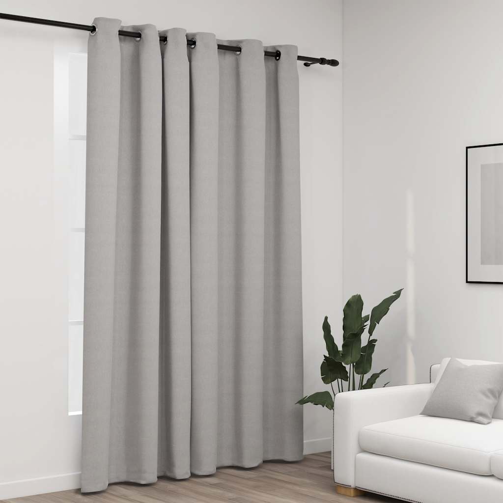Verdunkelungsvorhang mit Ösen Leinenoptik Schwarz 290x245 cm
