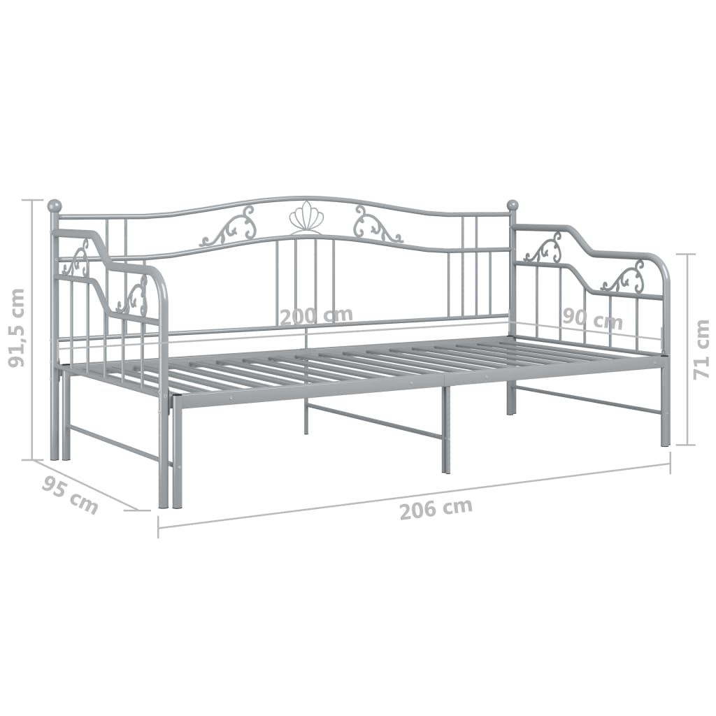 Ausziehsofa Bettgestell Schwarz Metall 90x200 cm