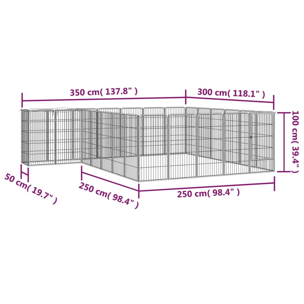 6-tlg. Hundelaufstall Schwarz 50x100cm Stahl Pulverbeschichtung