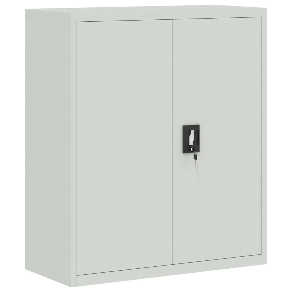 Aktenschrank mit 2 Türen Grau 90 cm Stahl