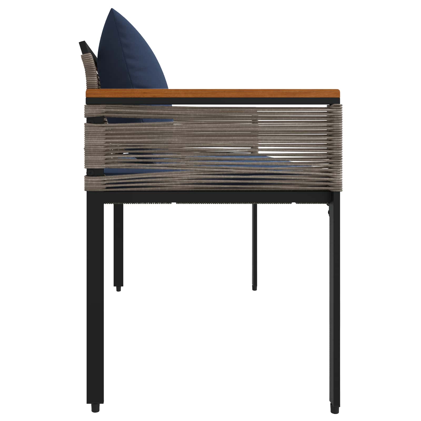 Bank Outdoor mit Kissen Schwarz 117 x 54 x 74,5 cm Poly-Rattan