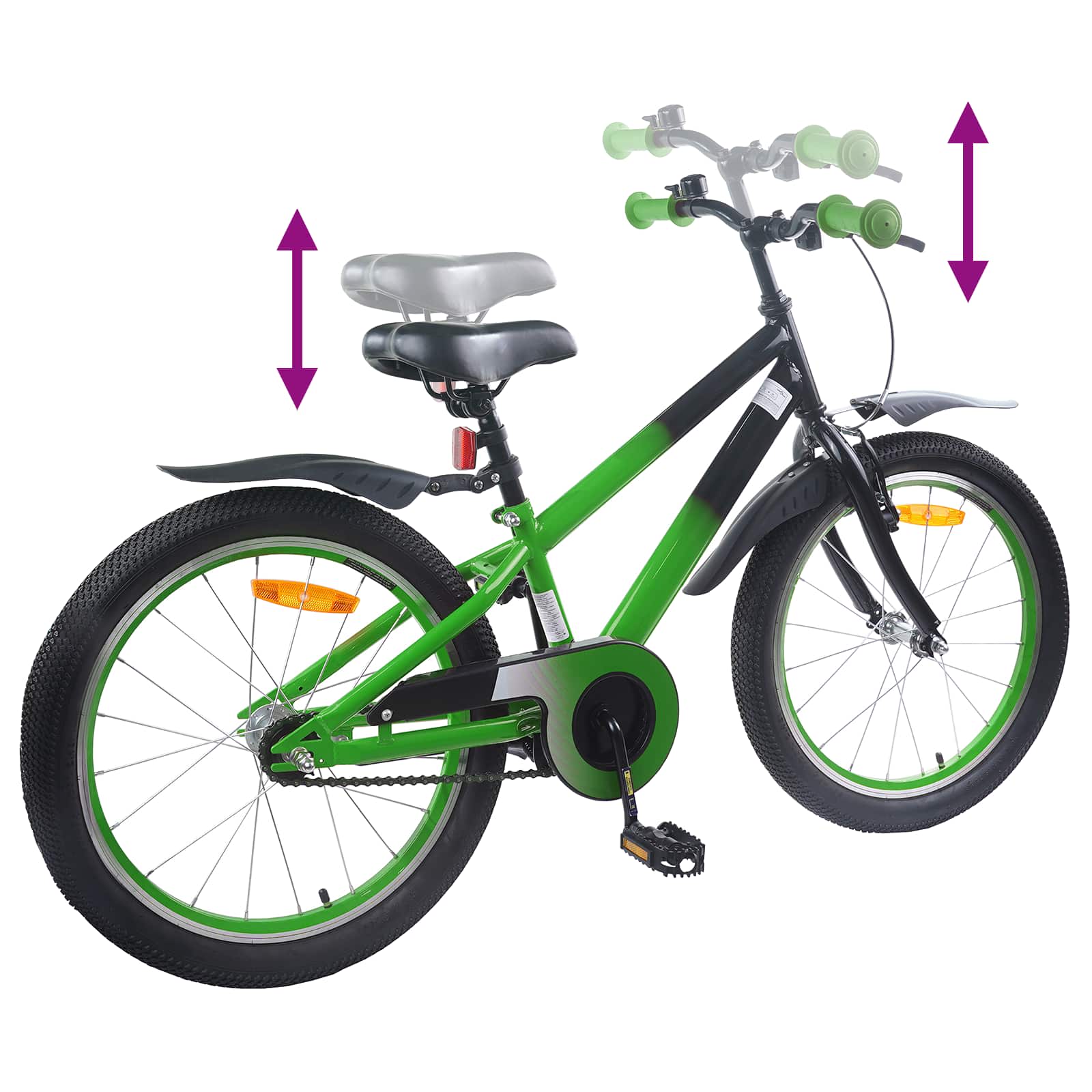 Kinderfahrrad 16 Zoll für 4-6 Jahre alt Grün Schwarz