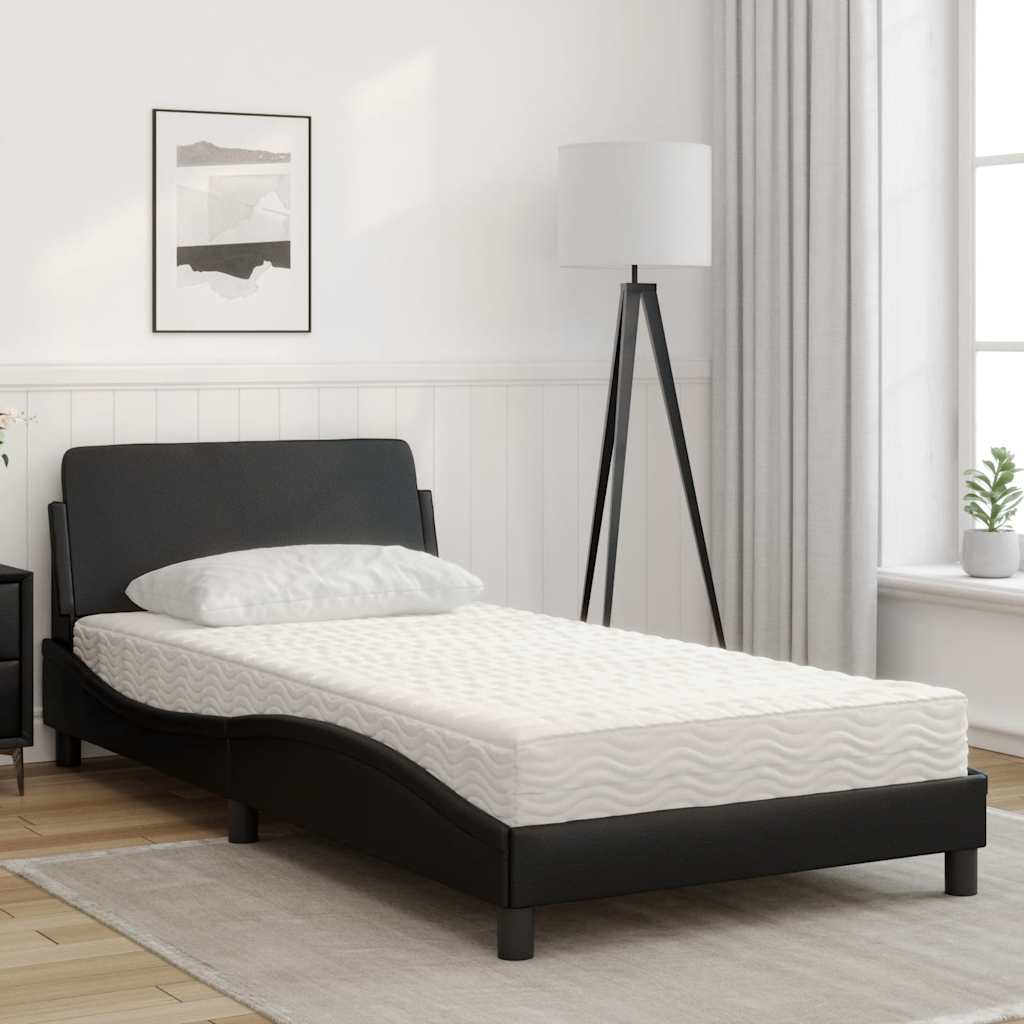 Bett mit Matratze "Dover" Schwarz 80x200 cm Kunstleder