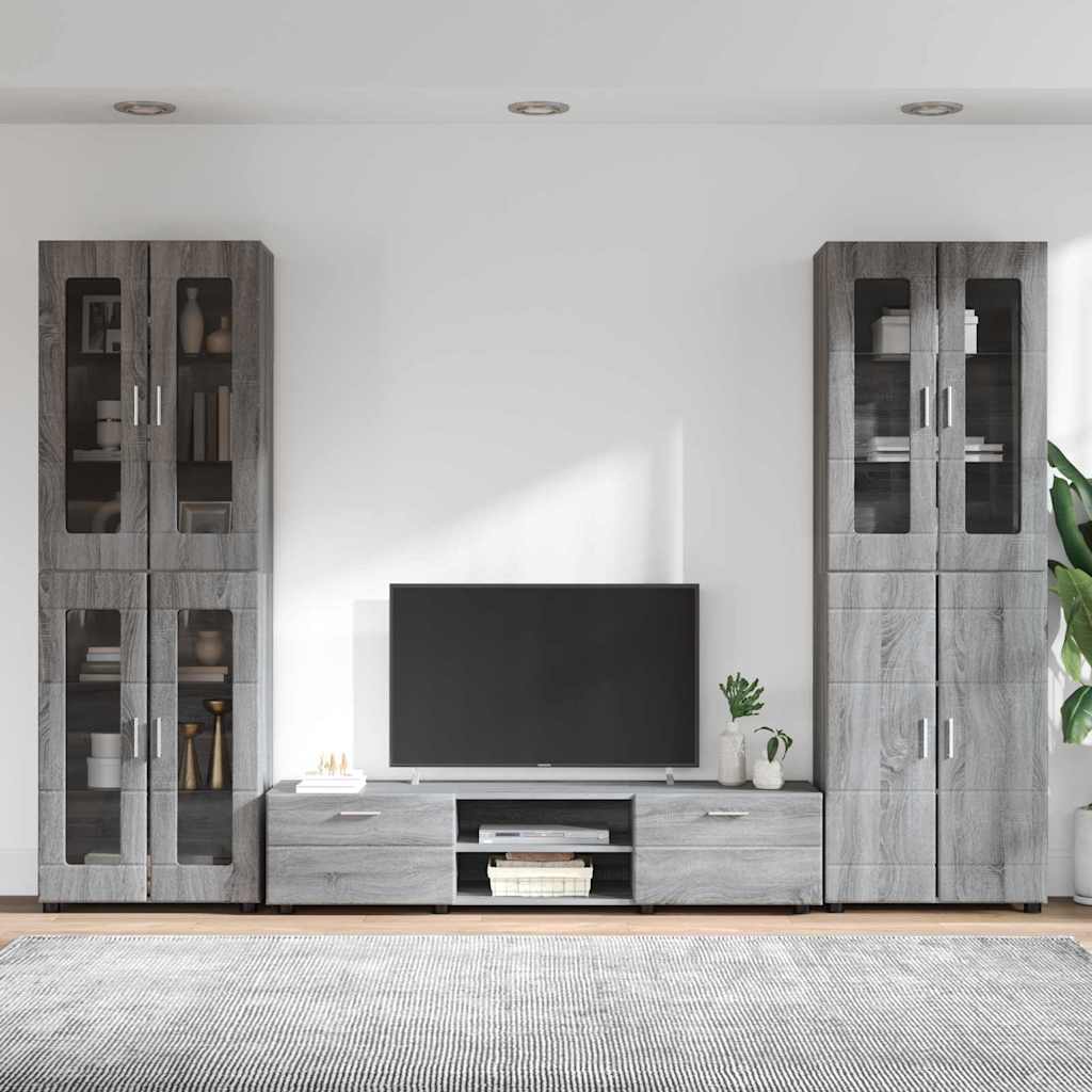 Highboard mit Regal FLORIN Weiß 60 x 35 x 182 cm Holzwerkstoff