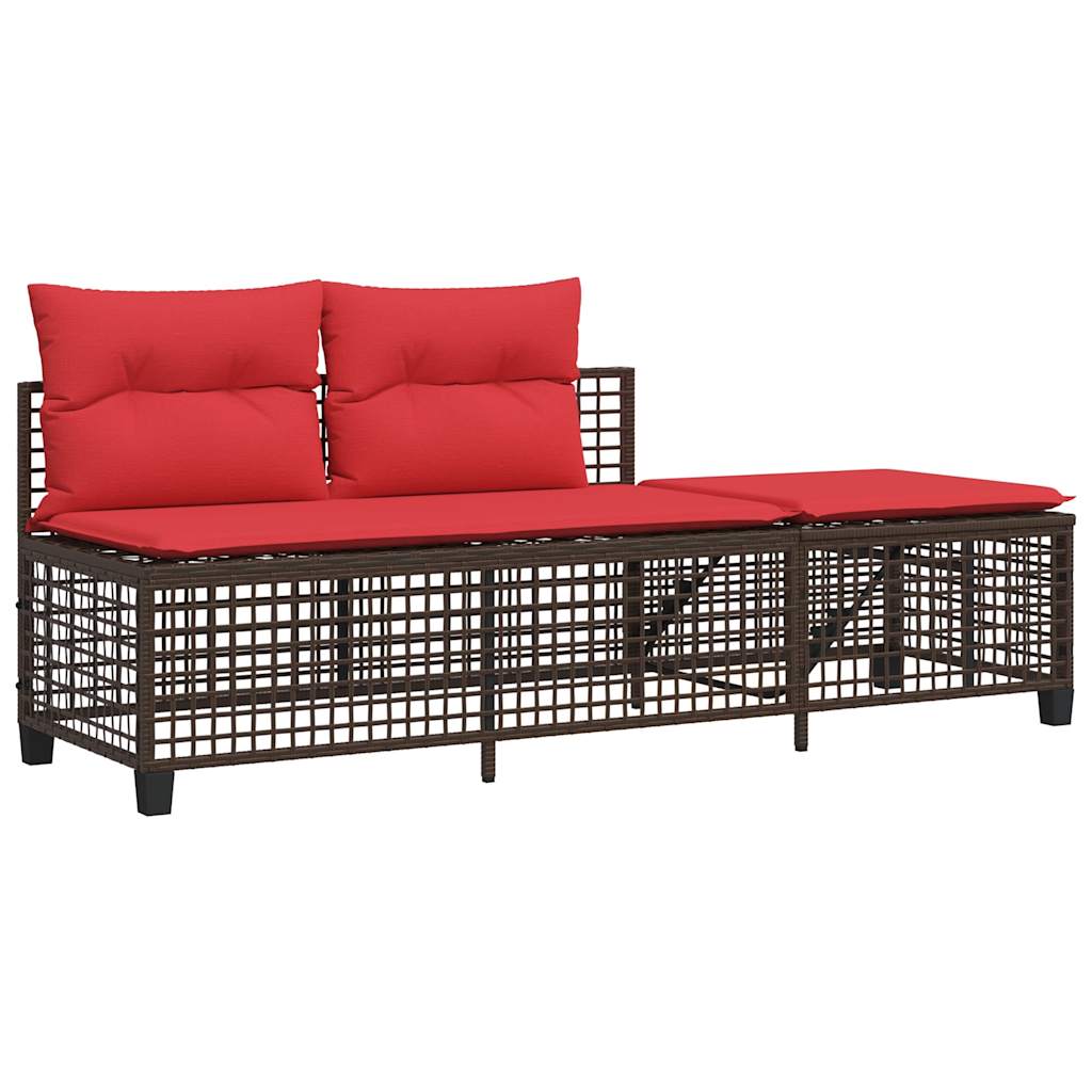 3-teiliges Ecksofa-Set für den Garten mit Kissen, grau, Polyrattan