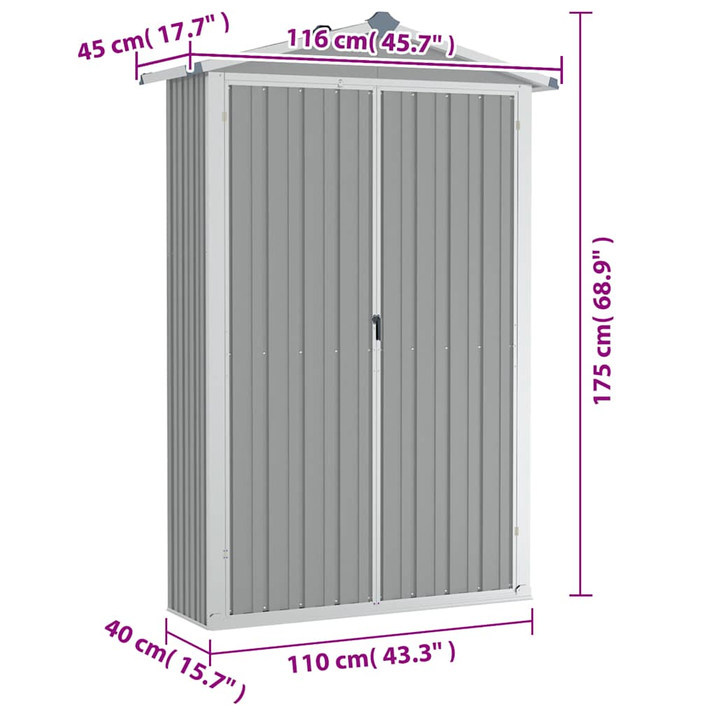 Gerätehaus Grün 116x45x175 cm Verzinkter Stahl